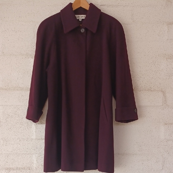 Albert Nipon Jackets & Blazers - Albert Nipon Wool Cashmere Blend Deep Burgundy Swing Coat, Button Front, Pockets